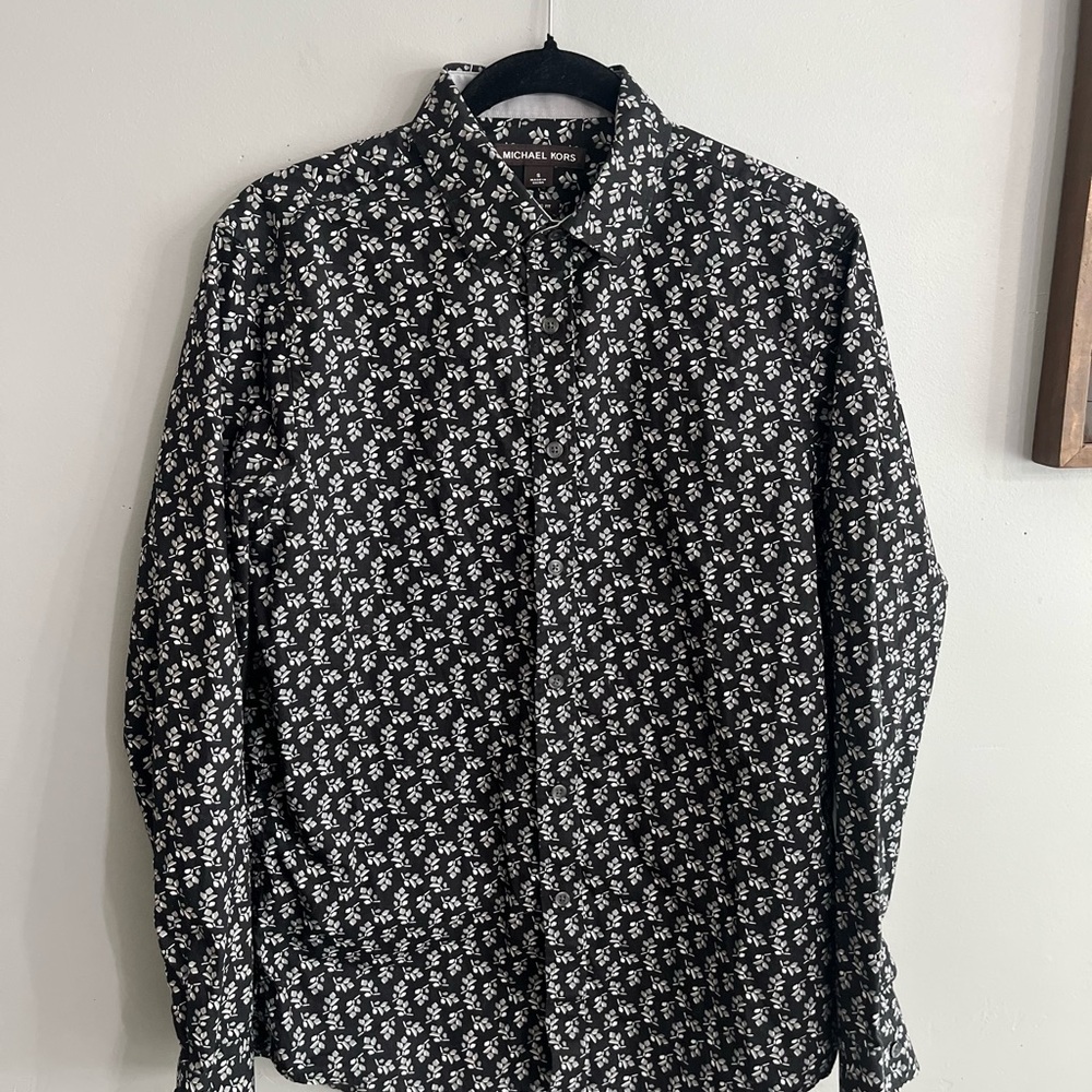 Michael Kors Black and White Patterned Men's Shirt